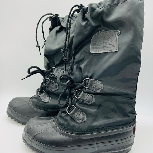 SOREL SNOW LION WOMENS BLACK WATERPROOF BOOTS SIZE 6 - Picture 2 of 16